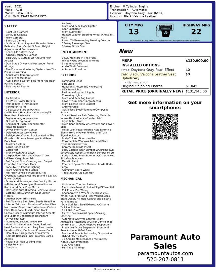 Used 2021 Audi S8 L w/ S8 Executive Package image 2