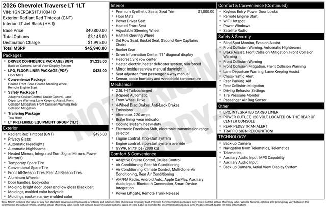 New 2026 Chevrolet Traverse LT w/ Driver Confidence Package FWD image 2