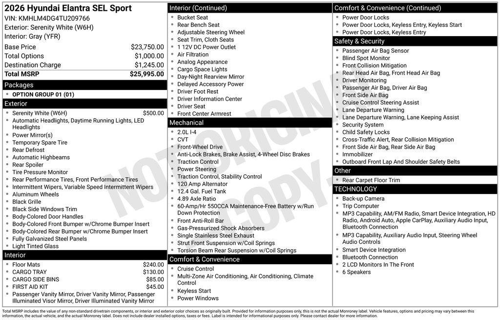 New 2026 Hyundai Elantra Sport FWD image 24