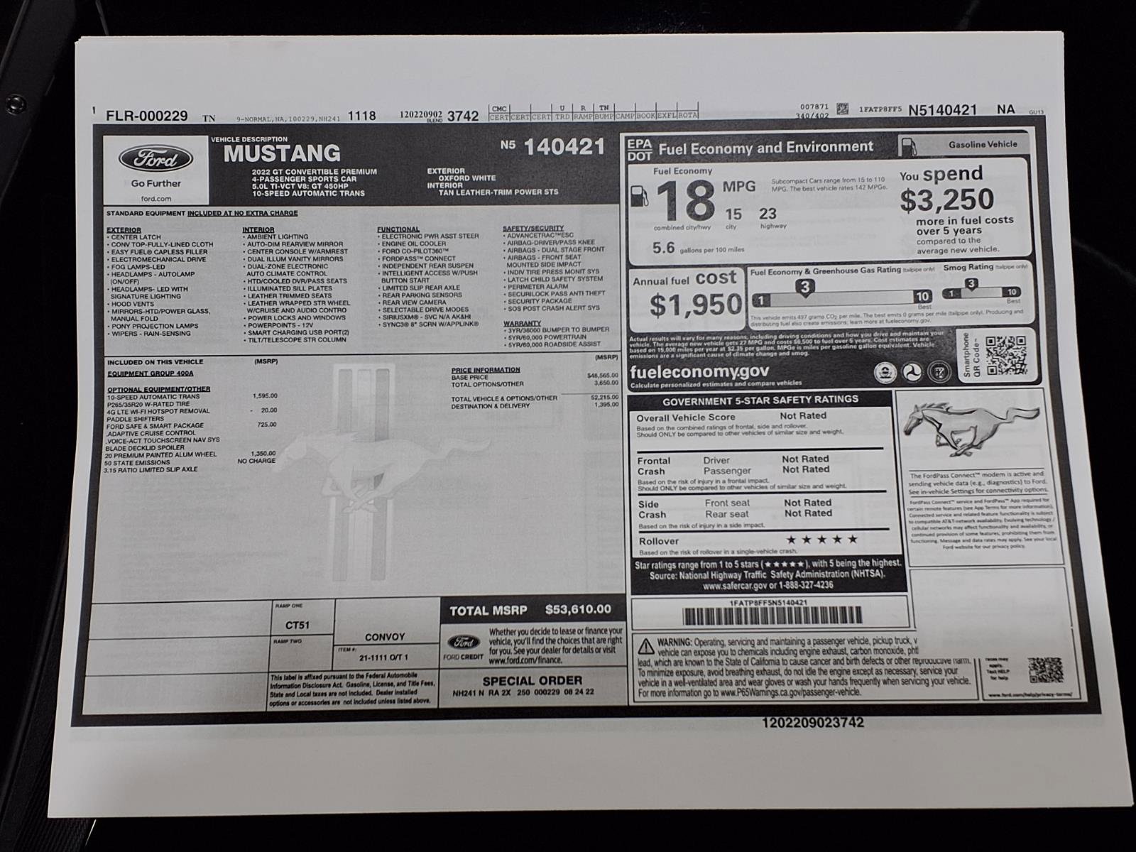 Used 2022 Ford Mustang GT Premium w/ Ford Safe & Smart Package RWD image 21