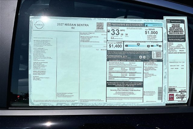 New 2027 Nissan Sentra SV w/ Floor Mat Package FWD image 12