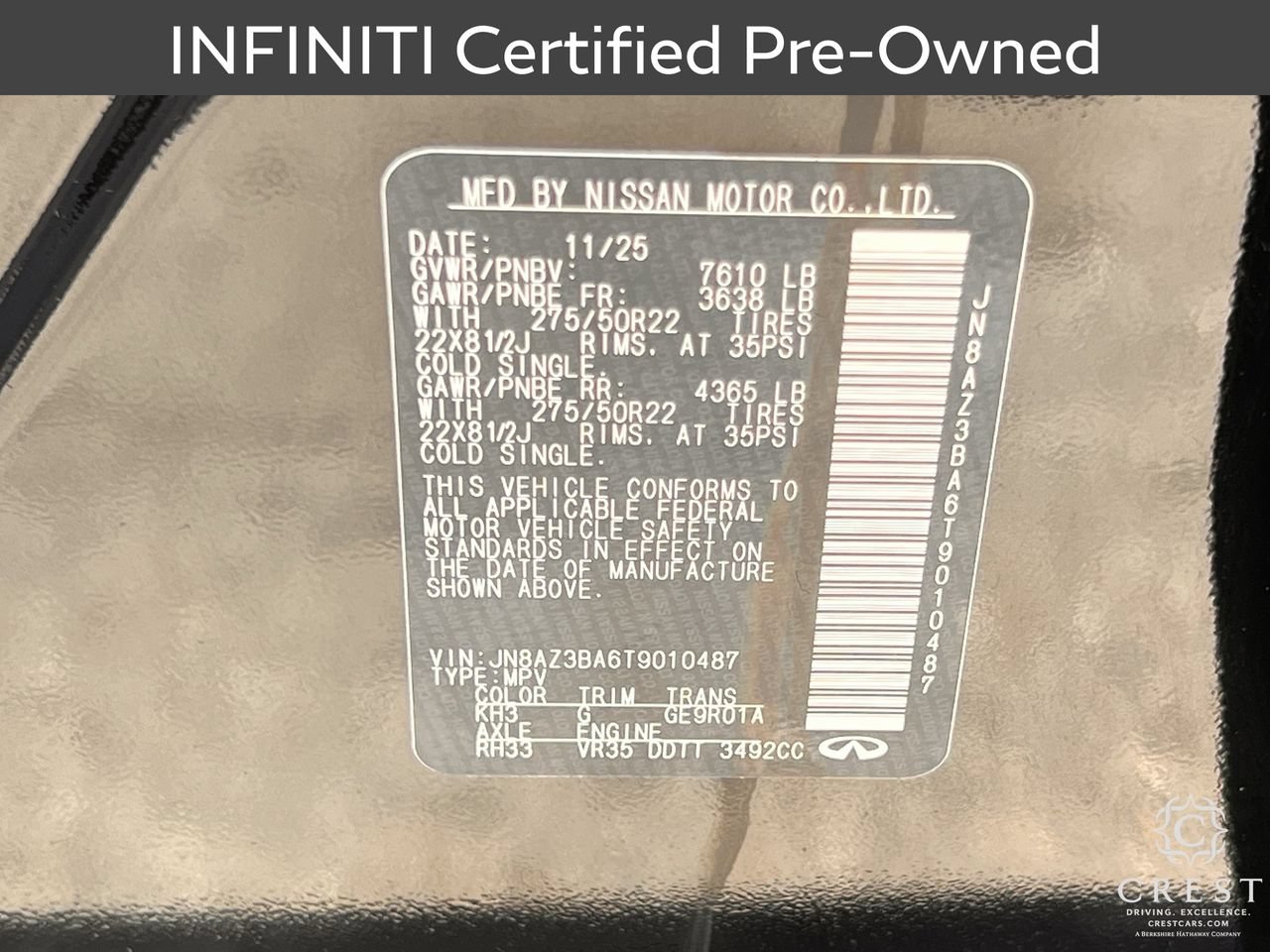 Certified 2026 INFINITI QX80 Luxe w/ Cargo Package RWD image 33