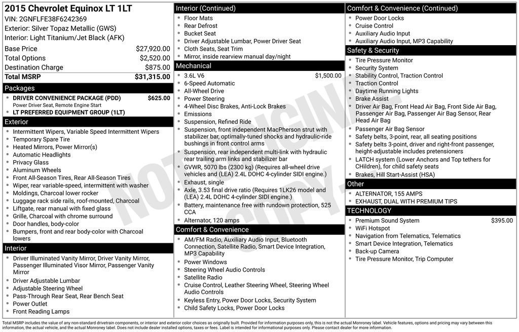 Used 2015 Chevrolet Equinox LT w/ Driver Convenience Package image 4