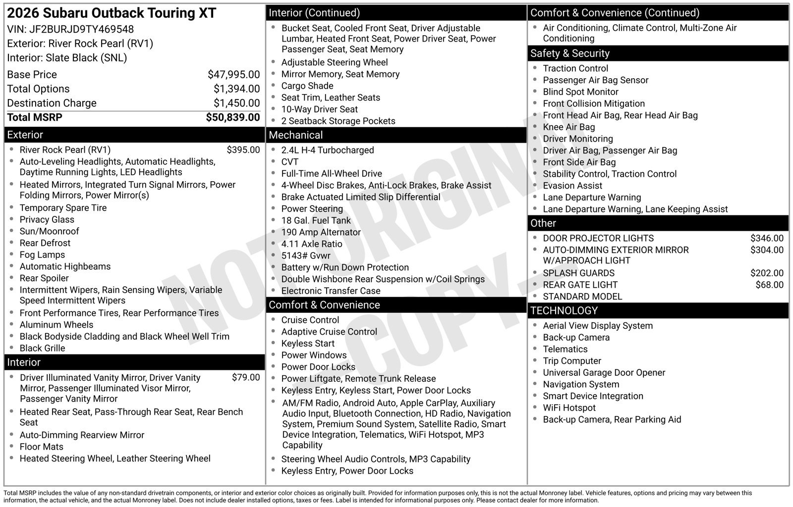 Certified 2026 Subaru Outback Touring XT AWD/4WD image 33