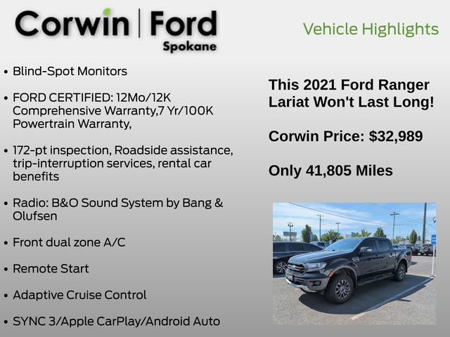 Used 2021 Ford Ranger Lariat w/ Equipment Group 501A High AWD/4WD image 15