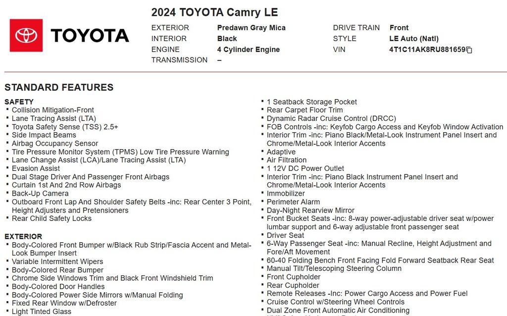 Used 2024 Toyota Camry LE FWD image 17