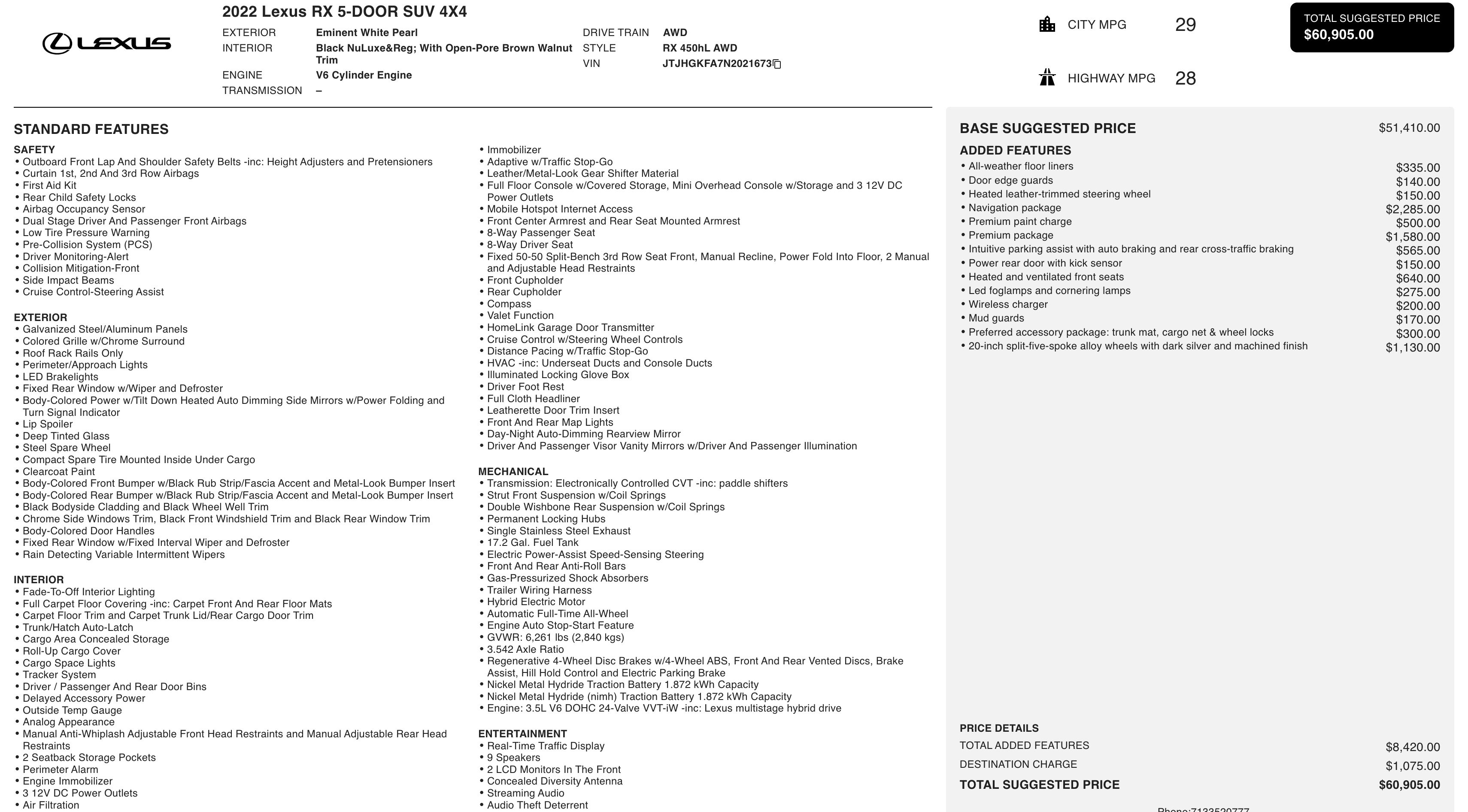 Used 2022 Lexus RX 450hL AWD w/ Premium Package image 3