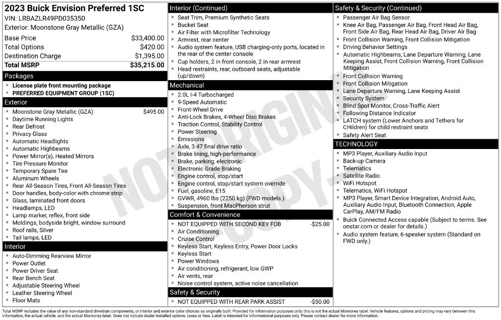 Certified 2023 Buick Envision Preferred FWD image 40