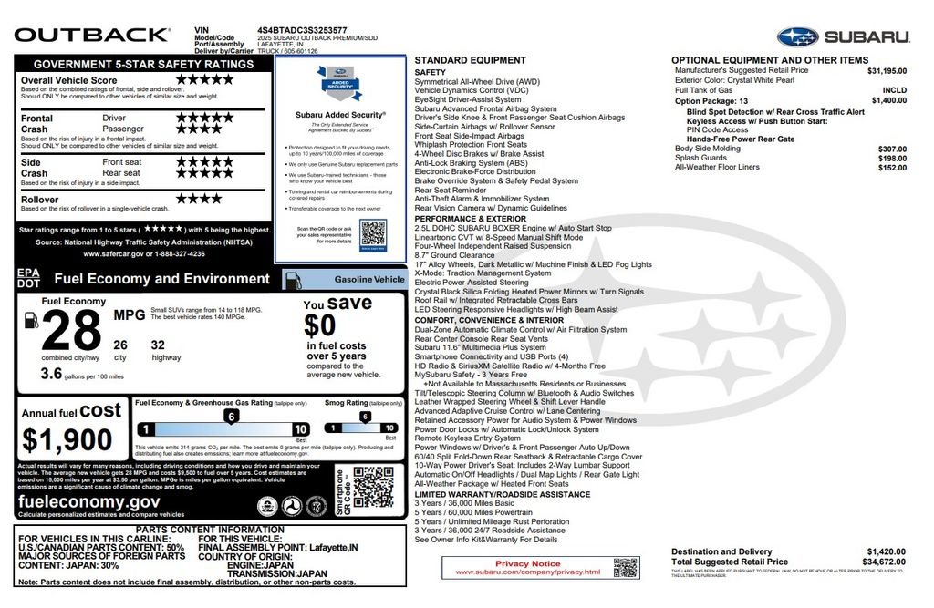 Used 2025 Subaru Outback Premium AWD/4WD image 4