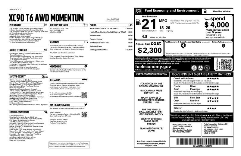 Used 2020 Volvo XC90 T6 Momentum w/ Protection Package image 2