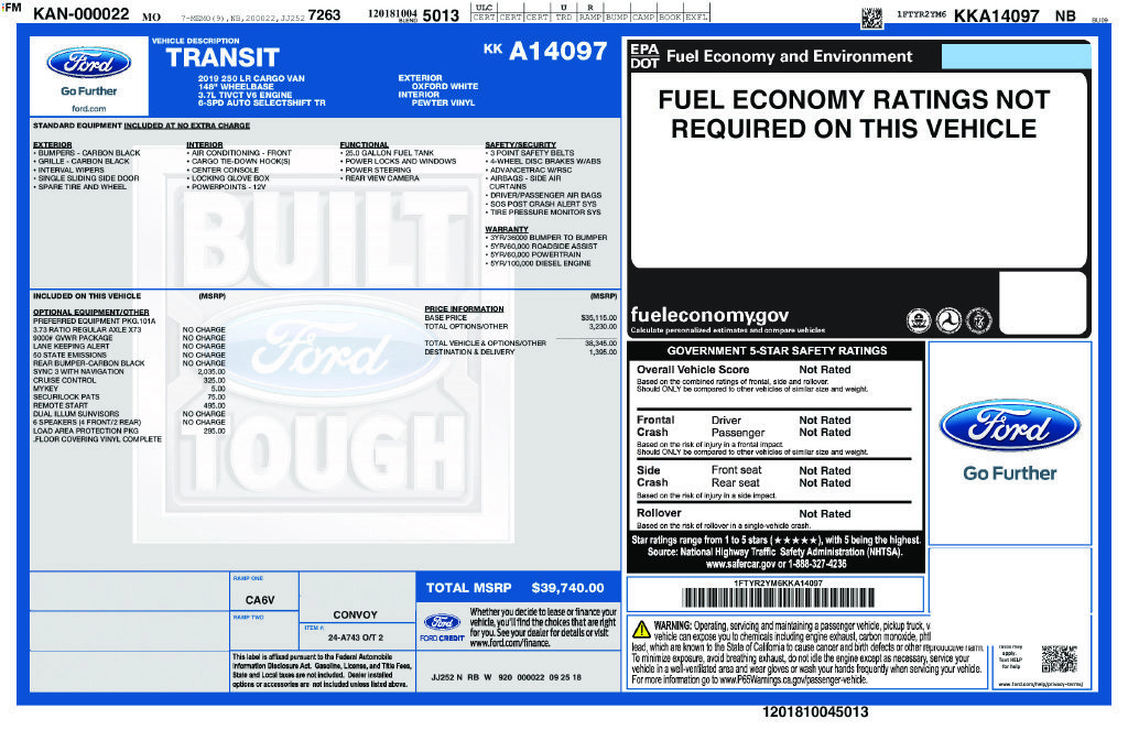 Used 2019 Ford Transit 250 148 Low Roof RWD image 6