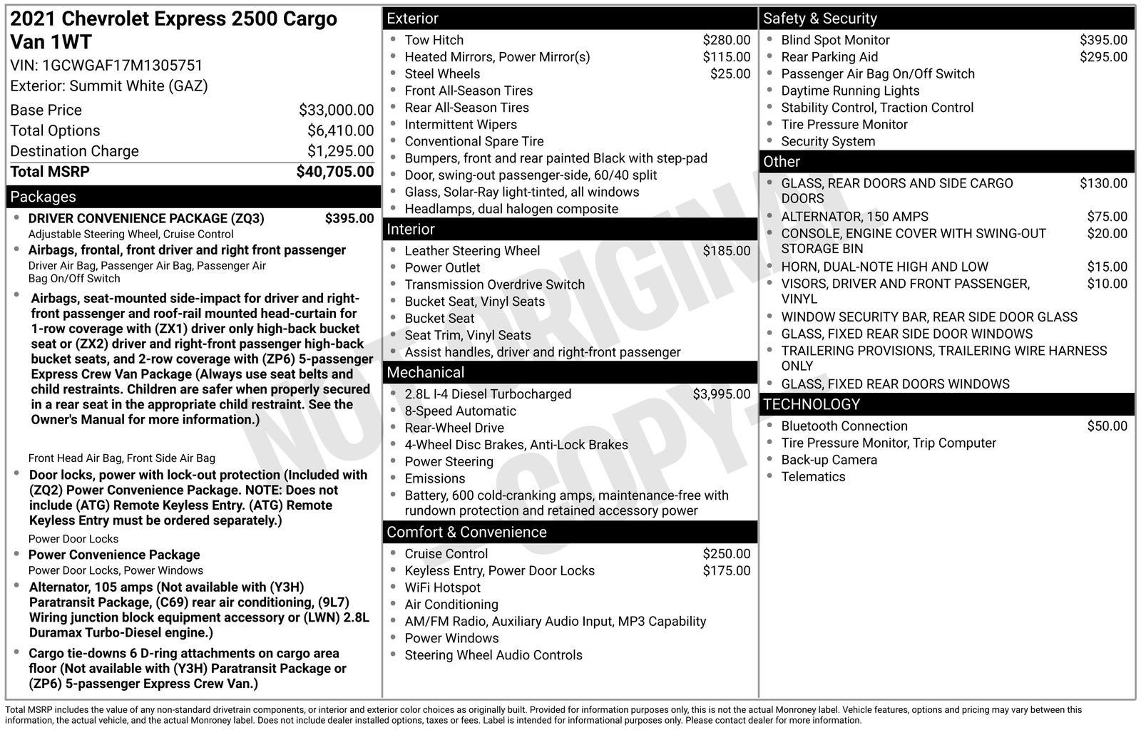 Used 2021 Chevrolet Express 2500 w/ Driver Convenience Package image 14