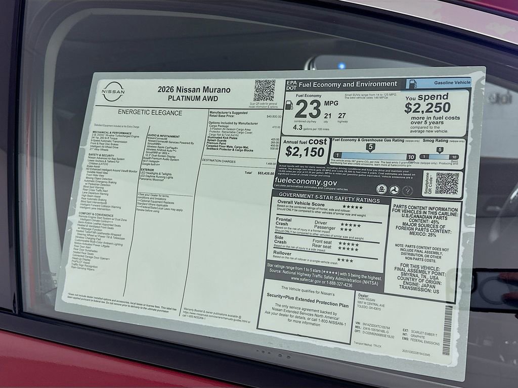 New 2026 Nissan Murano Platinum w/ Cargo Package image 13