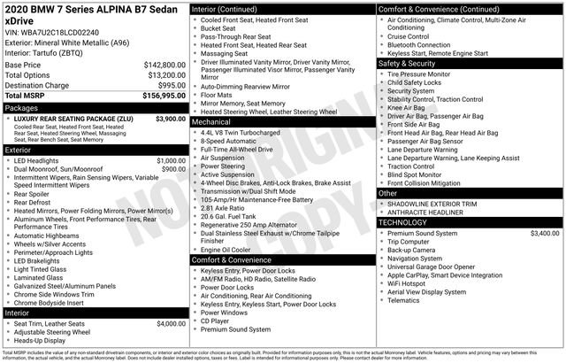 Used 2020 BMW ALPINA B7 xDrive w/ Luxury Rear Seating Package image 2