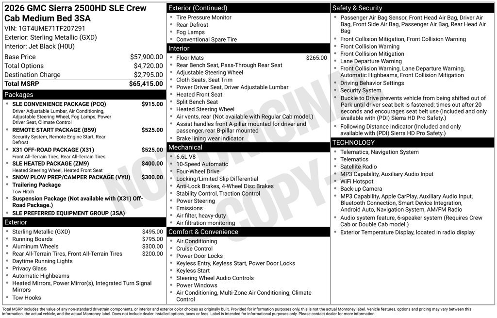 Used 2026 GMC Sierra 2500 SLE w/ SLE Convenience Package AWD/4WD image 2