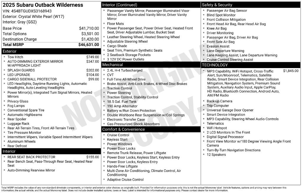 Used 2025 Subaru Outback Wilderness AWD/4WD image 8