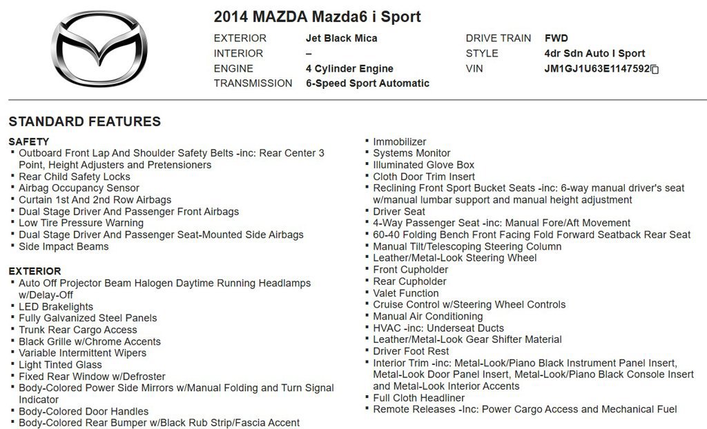 Used 2014 MAZDA MAZDA6 Sport FWD image 16