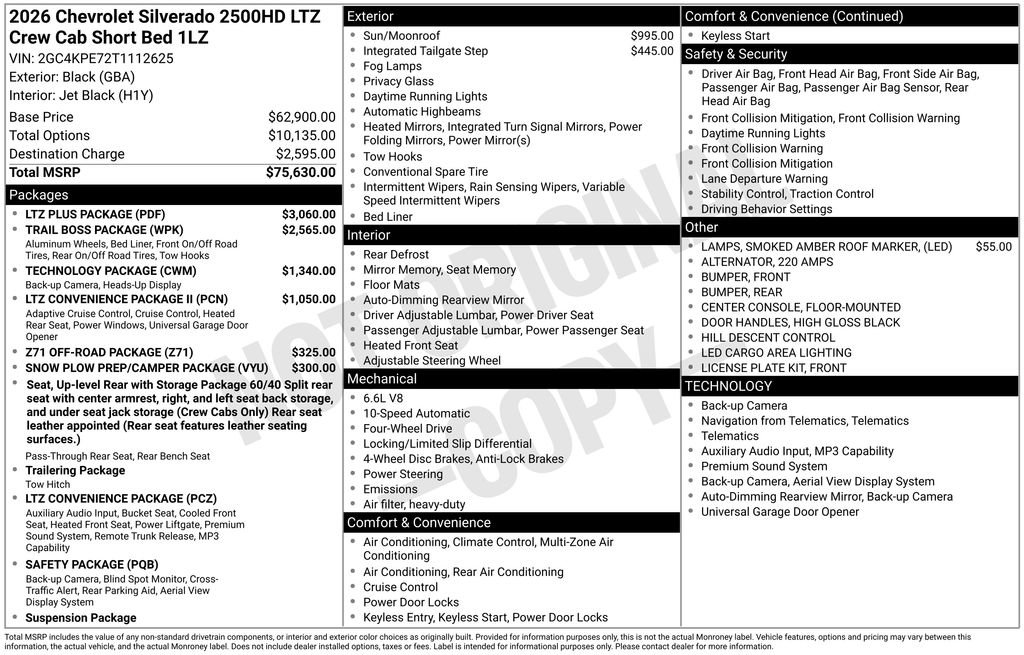 New 2026 Chevrolet Silverado 2500 LTZ w/ LTZ Plus Package image 2