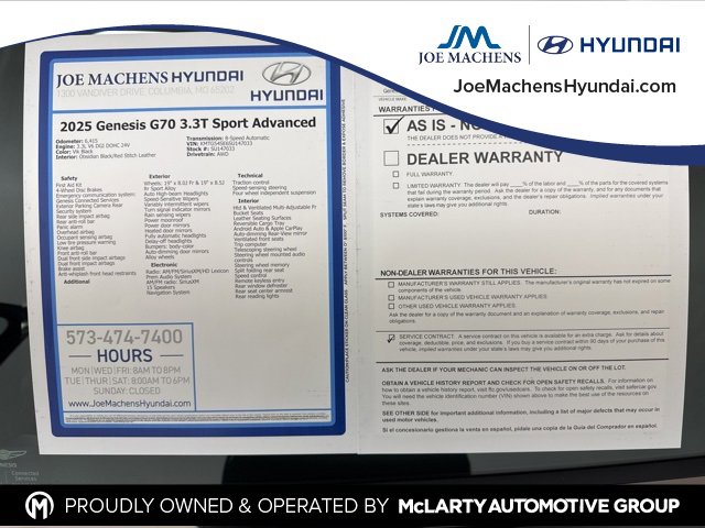 Used 2025 Genesis G70 3.3T Advanced image 35