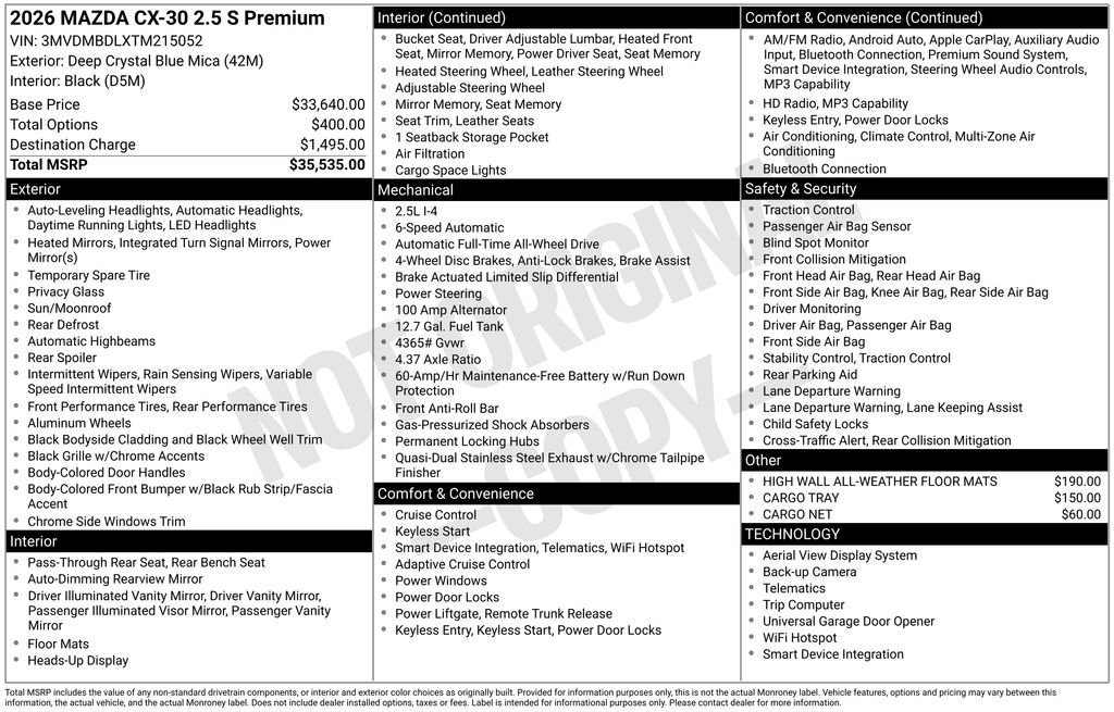 New 2026 MAZDA CX-30 AWD 2.5 S w/ Premium Package image 4