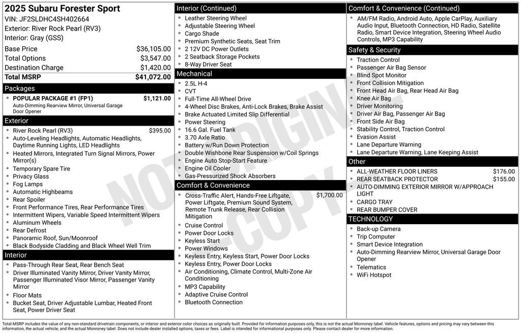 Used 2025 Subaru Forester Sport w/ Popular Package #1 image 19