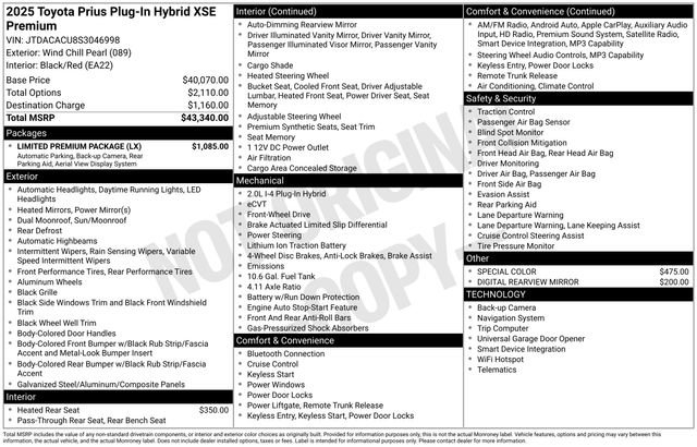 Used 2025 Toyota Prius Plug-In Hybrid w/ Limited Premium Package FWD image 29