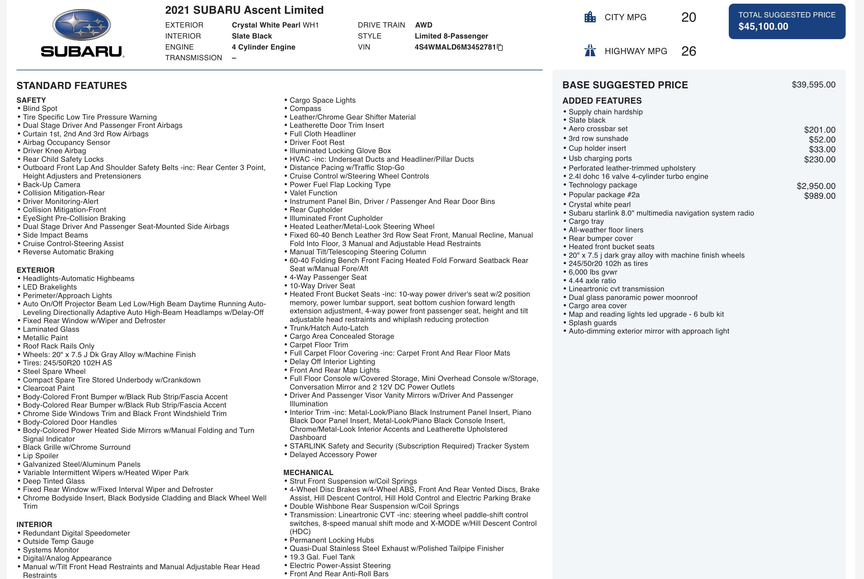 Used 2021 Subaru Ascent Limited w/ Technology Package image 5