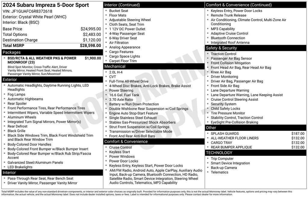 Certified 2024 Subaru Impreza 2.0i Sport AWD/4WD image 26