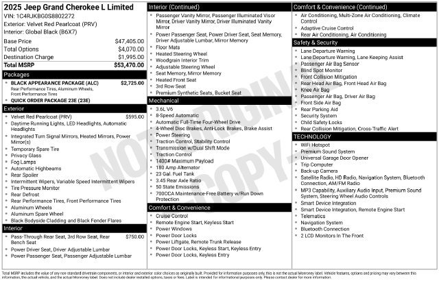 Used 2025 Jeep Grand Cherokee L Limited w/ Black Appearance Package AWD/4WD image 4
