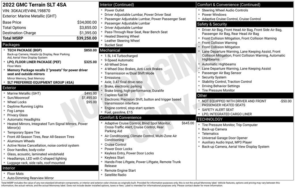 Used 2022 GMC Terrain SLT w/ Tech Package image 2