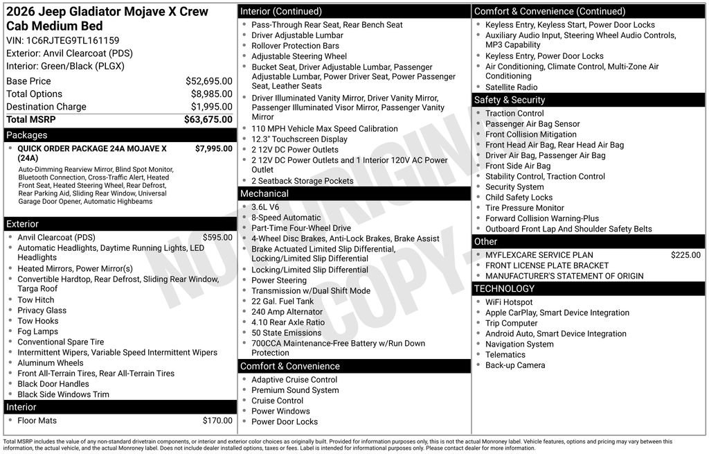 New 2026 Jeep Gladiator Mojave AWD/4WD image 7