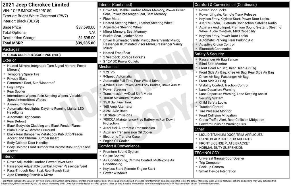 Certified 2021 Jeep Cherokee Limited AWD/4WD image 43