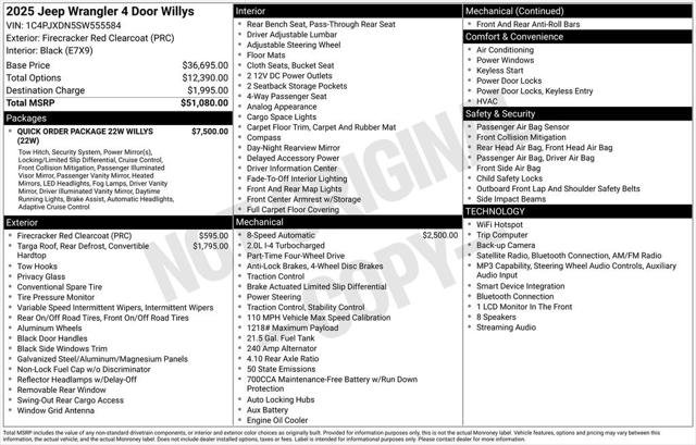 Certified 2025 Jeep Wrangler Unlimited Sport AWD/4WD image 13