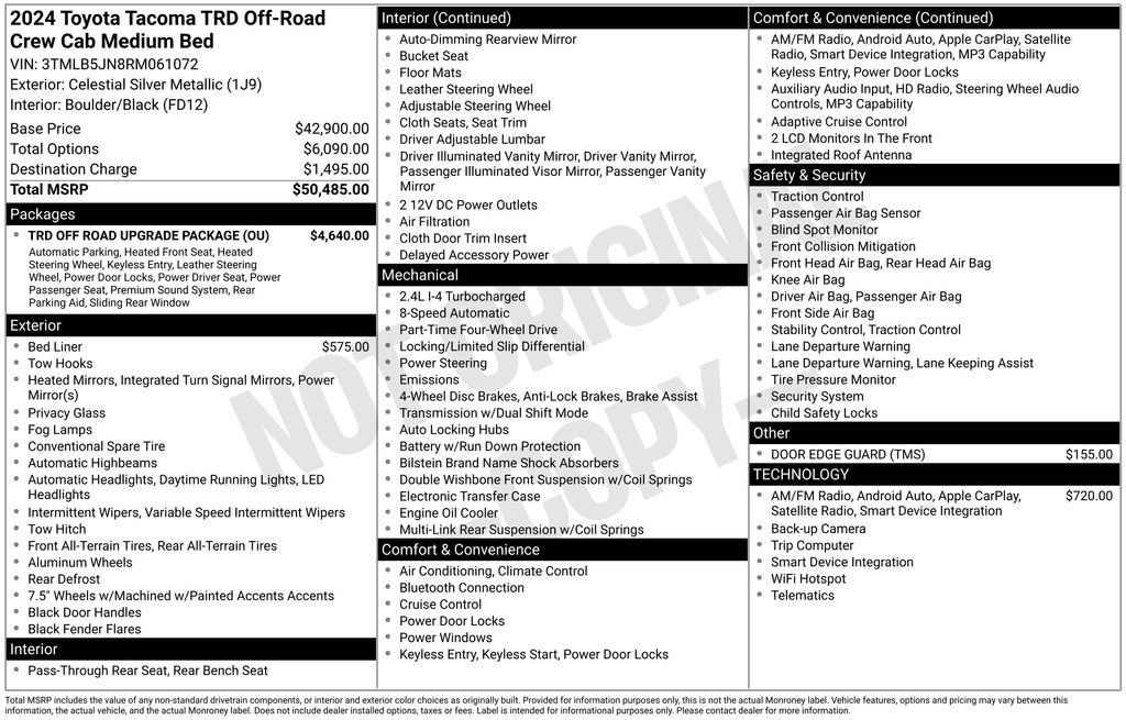 Used 2024 Toyota Tacoma TRD Off-Road w/ TRD Off Road Upgrade Package AWD/4WD image 43