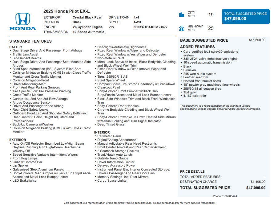 Used 2025 Honda Pilot EX-L image 3