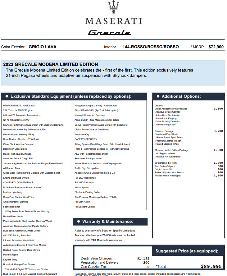 Certified 2023 Maserati Grecale Modena AWD/4WD image 2