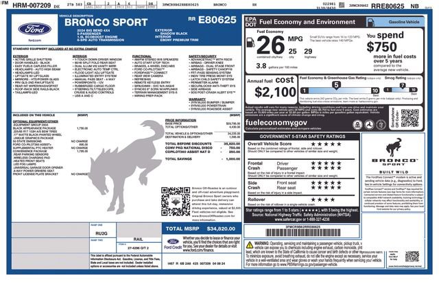 Certified 2024 Ford Bronco Sport Big Bend w/ Convenience Package AWD/4WD image 36