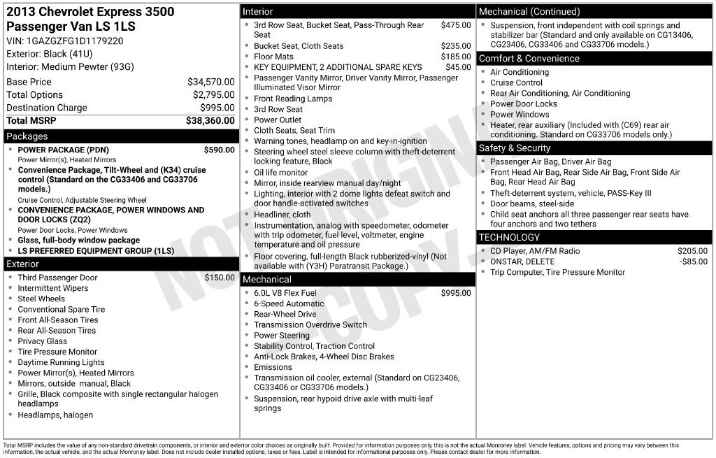 Used 2013 Chevrolet Express 3500 LS w/ Power Package RWD image 34