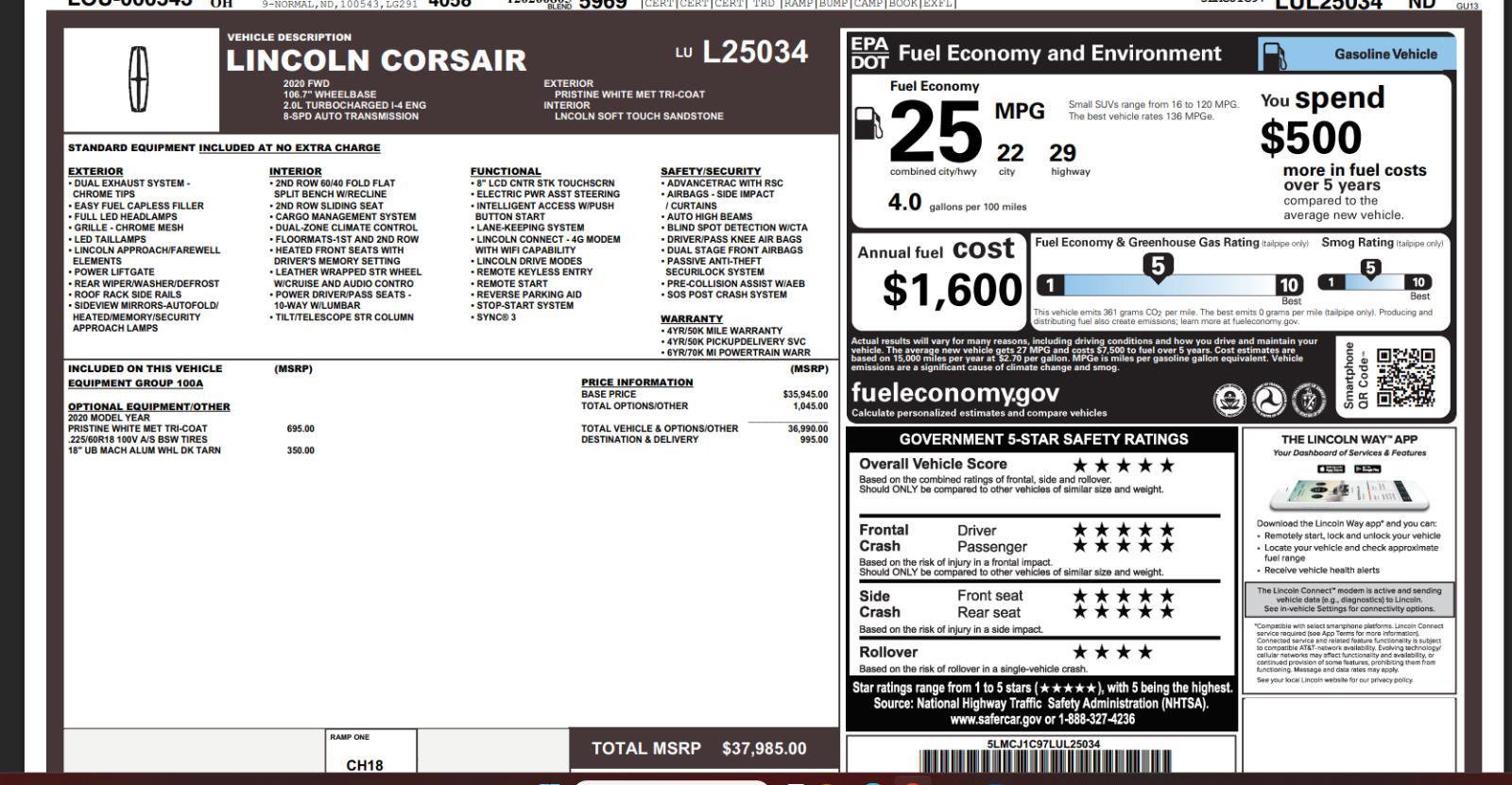 Used 2020 Lincoln Corsair FWD image 4