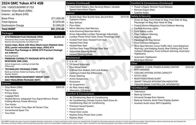 Used 2024 GMC Yukon AT4 w/ AT4 Premium Plus Package image 16