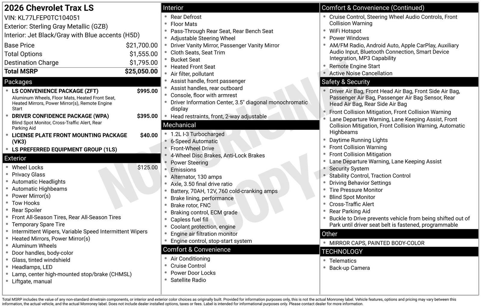 New 2026 Chevrolet Trax LS w/ LS Convenience Package FWD image 4