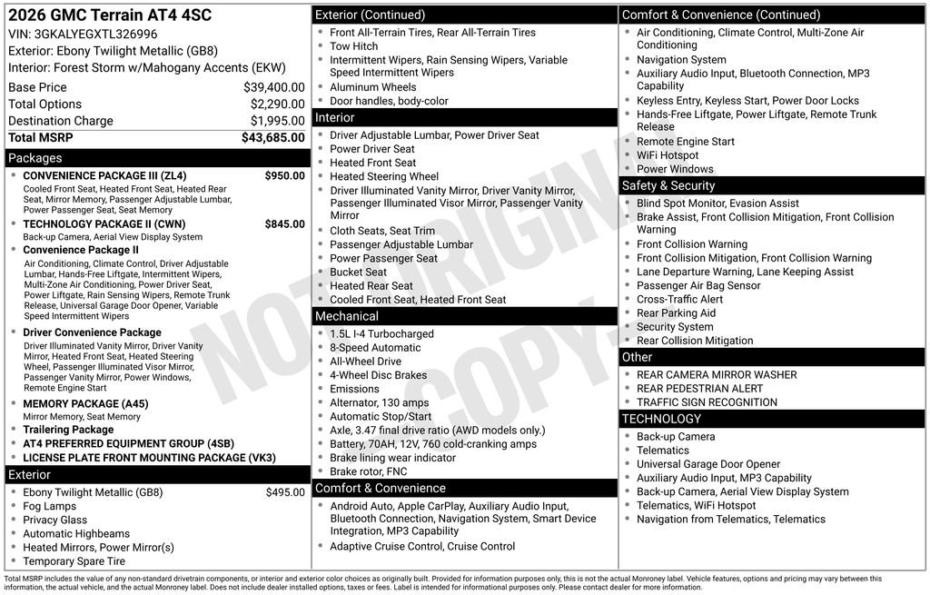 New 2026 GMC Terrain AT4 w/ Convenience Package III AWD/4WD image 38
