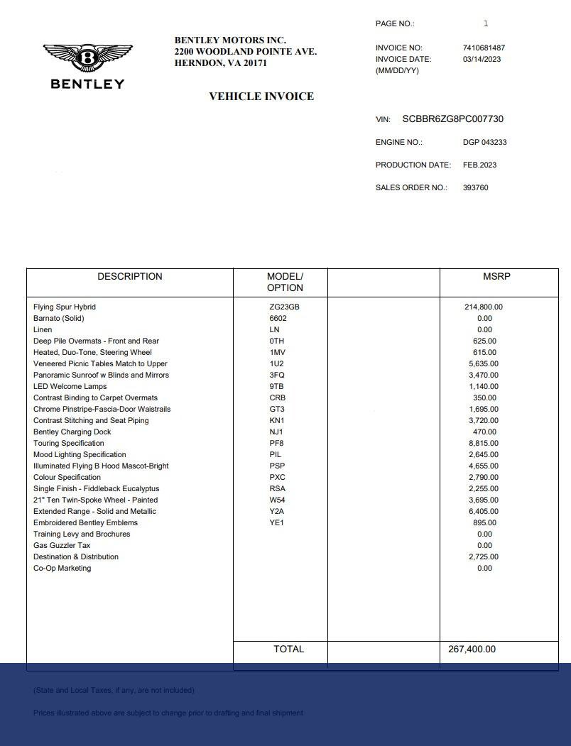 Used 2023 Bentley Flying Spur Hybrid image 1