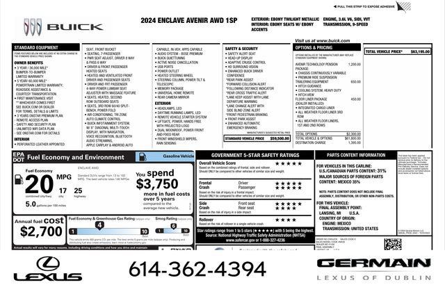 Used 2024 Buick Enclave Avenir w/ Avenir Technology Package AWD/4WD image 2
