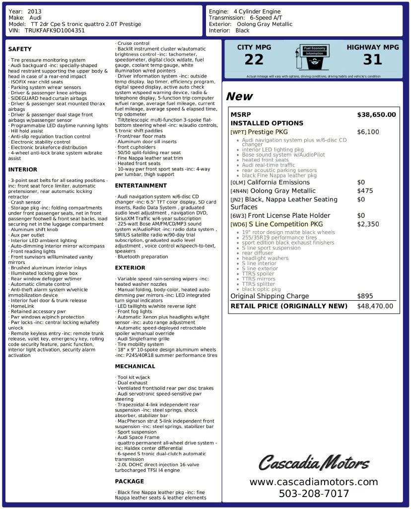 Used 2013 Audi TT 2.0T Prestige image 3