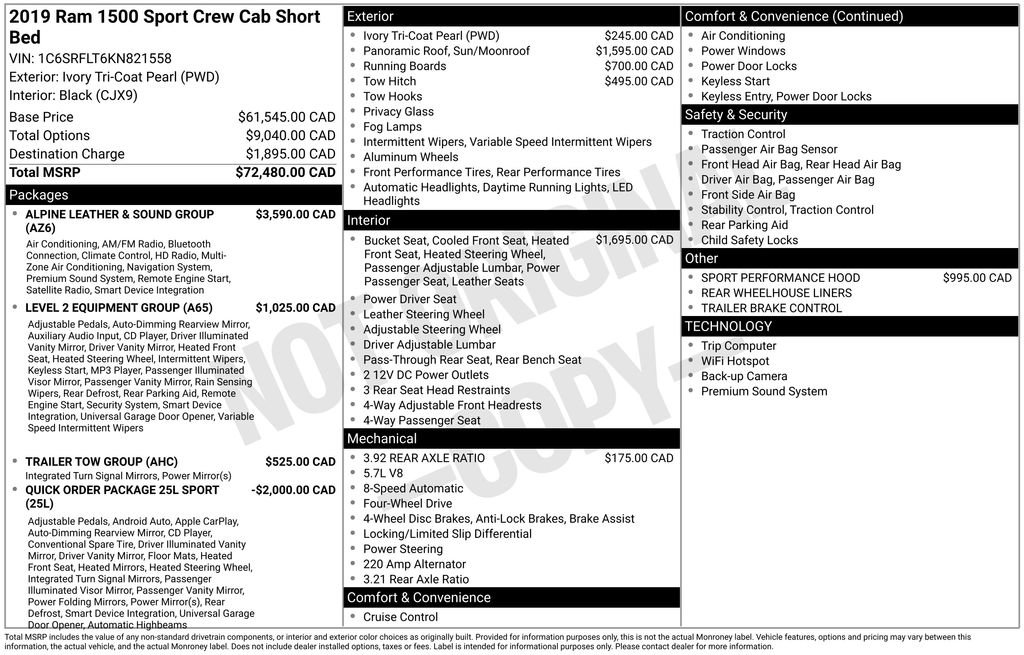 Used 2019 RAM 1500 Sport w/ Alpine Leather & Sound Group image 40