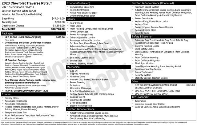 Used 2023 Chevrolet Traverse RS w/ LPO, Floor Liner Package image 4