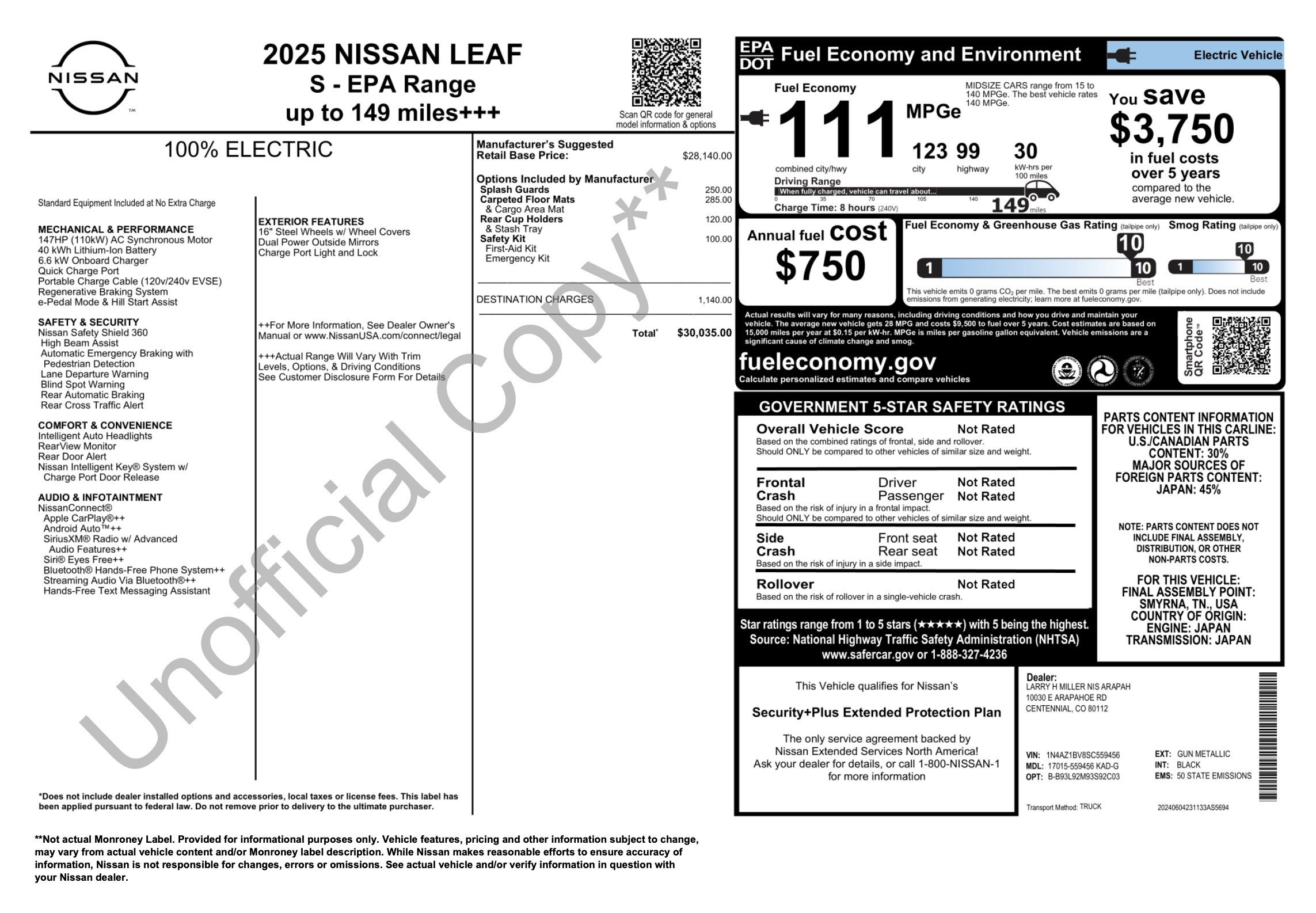Used 2025 Nissan Leaf S FWD image 2
