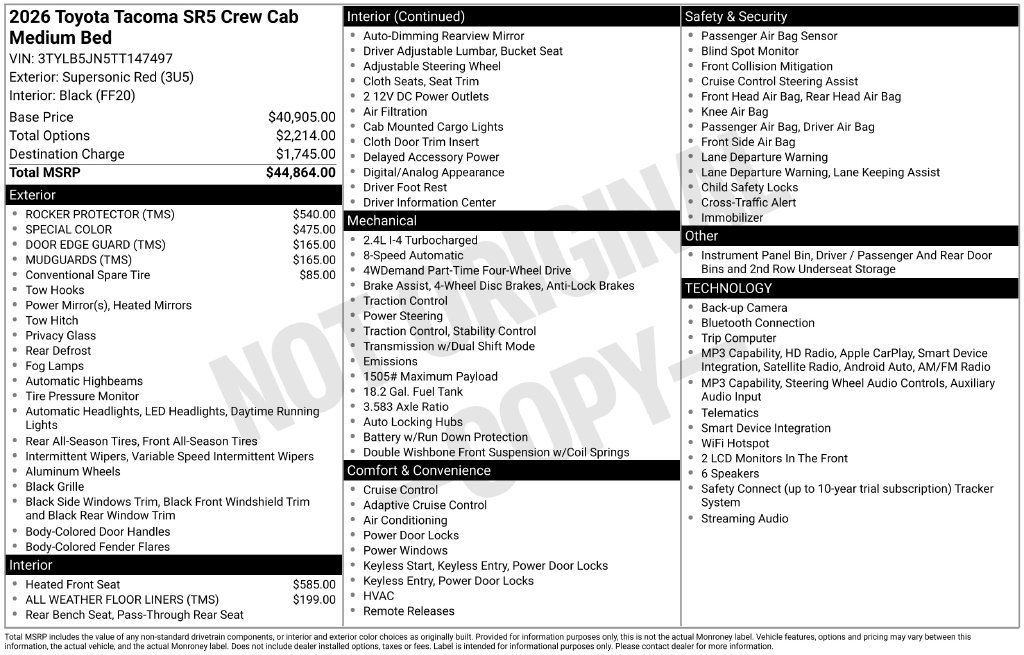 New 2026 Toyota Tacoma SR5 AWD/4WD image 4