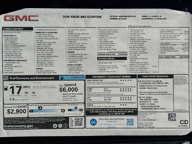 New 2026 GMC Yukon Elevation w/ Elevation Premium Package AWD/4WD image 21
